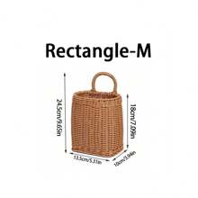 1 pieza Cesta de almacenamiento colgante tejida de tamaño pequeño, para cebolla, jengibre y ajo montada en la pared. Cesta de almacenamiento montada en la pared, cesta decorativa floral, cesta de almacenamiento multifuncional, macetero de marco metálico para jardín, cestas colgantes bohemias modernas de cuerda, acentos de ratán natural mixto para la decoración de la terraza con estilo costero