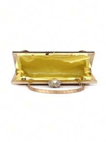 Classic Design Rhinestone Embellished Handbag & Clutch, Women Evening Party Purse - Gold - View 10