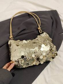 Casual Square Bag, Crossbody Bag, Shiny Chain Strap Pouch, Minimalist Women Shoulder Bag