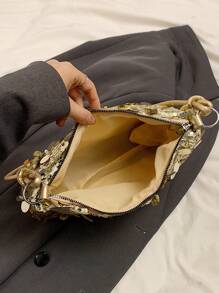 Casual Square Bag, Crossbody Bag, Shiny Chain Strap Pouch, Minimalist Women Shoulder Bag