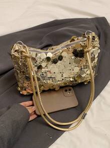 Casual Square Bag, Crossbody Bag, Shiny Chain Strap Pouch, Minimalist Women Shoulder Bag