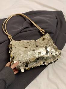 Casual Square Bag, Crossbody Bag, Shiny Chain Strap Pouch, Minimalist Women Shoulder Bag