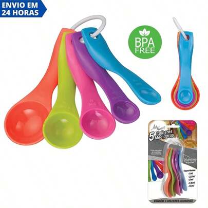 Colher Medidora Dosadora Kit 5 Peças Bpa Free Cozinha Confeitar