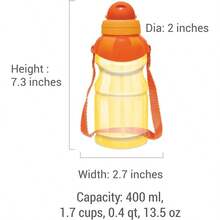 MILTON 13 Oz Spill Proof Reusable Cute Toddler Water Bottle 4- Pack Kids With Straw For School Flip Top Lid Small Bulk For Trips, Lunch, Day Cares Carry Strap Multi-Color - 彩色 - 查看 2