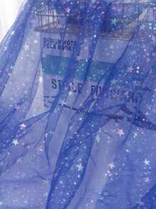 1 pieza de tela de tul iridiscente con estrellas, tela de encaje de malla de galaxia para vestido de princesa DIY - Multicolor - Ver 27