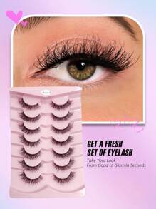 Asiteo 7 Pairs Transparent Band Faux Mink Lashes, Natural Look False Eyelashes Dramatic Volume Eyelashes - Black - View 3