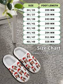 1 Pair Christmas Custom Home Slippers, Personalized Santa Photo Home Slippers, Custom Christmas Hat Thick Sole Home Slippers, Personalized Home Slippers, Photo Home Slippers, Personalized Home Slippers For Women, Personalized Home Slippers, Halloween Gift, Funny Gift ﻿
