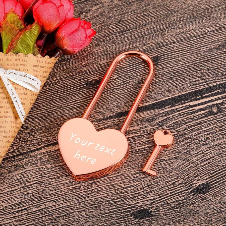 Personalized Love Padlock Heart Lock Custom Engraved Couples Gift For