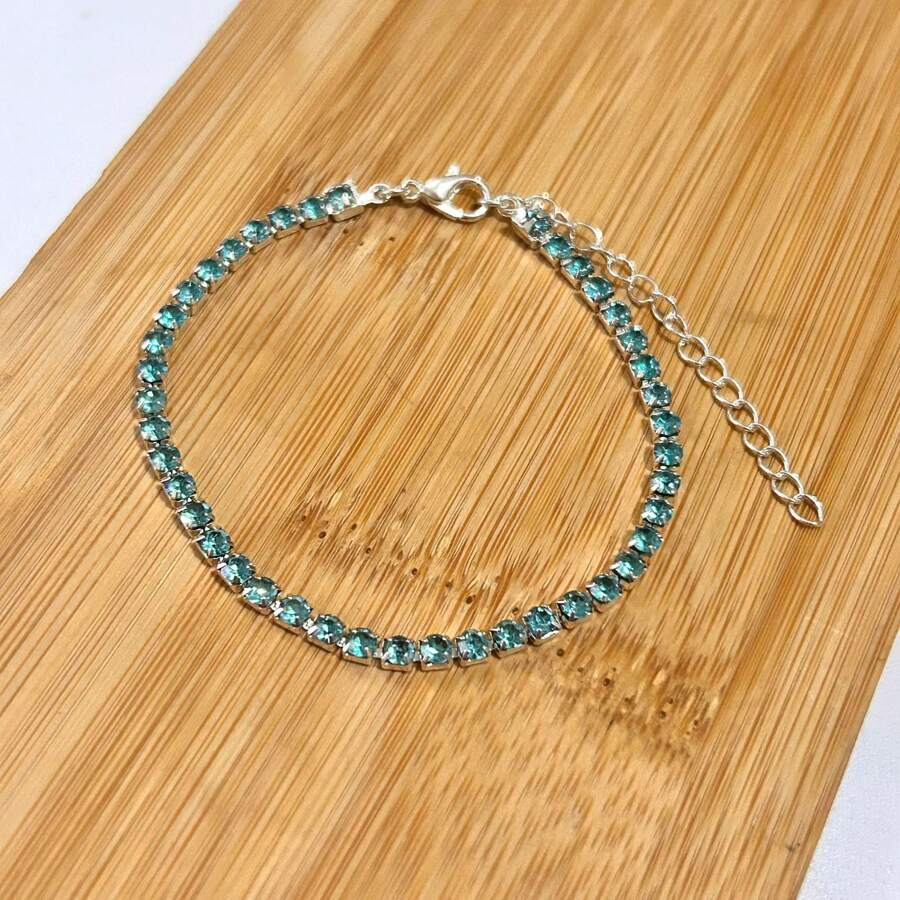 Rhinestone Bracelet (G) - Màu xanh nhạt - Xem 1