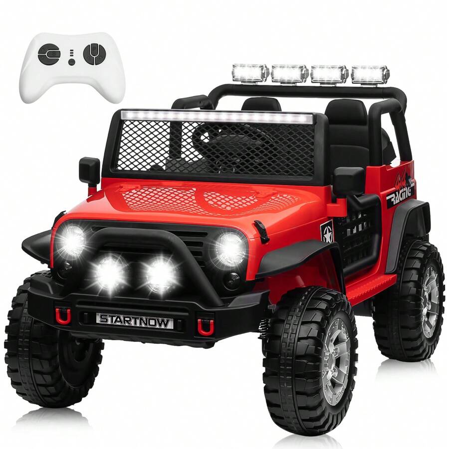 Joyracer 24 Volt Ride On Toy Truck With 2 Seater Remote Control & 400W Power Motors, Kids Ride On Car W/ 4 Wheels Spring Suspension, 3 Speeds, Bluetooth Music, LED Lights - 紅色 - 查看 1
