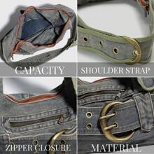 Purse Tote Bag For Women, Designer Crossbody Bags For Women Large Vegan Leather Handbags With Belt Design - 藍色 - 查看 5