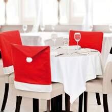 4/6 PEÇAS Capas para Cadeiras de Natal, Capas Deslizantes de Chapéu de Papai Noel, Capas para Encosto de Cadeira de Natal, Usadas para Decoração de Restaurante de Natal, Deixando a Família Sentir o Ambiente Exclusivo de Natal Juntos