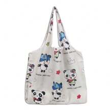 1pc Large Capacity Canvas Tote Bag For Work And Outing Commuting Solid Color Shoulder Bag, Women's Casual Handbag For Commute - Multicolor - View 27