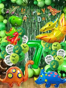 33pcs/Set Dinosaur Balloon Set Including Dinosaur Printed Happy Birthday Banner, Green Number Balloon, Dinosaur Printed Balloon, Suitable For Dinosaur Birthday Party And Theme Decoration, Christmas - Multicolor - View 4