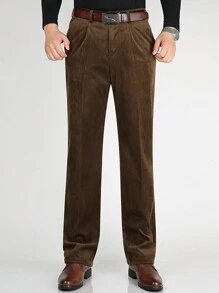 男士休闲灯芯绒裤，简约纯色商务西装裤，秋冬