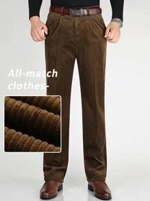 男士休闲灯芯绒裤，简约纯色商务西装裤，秋冬