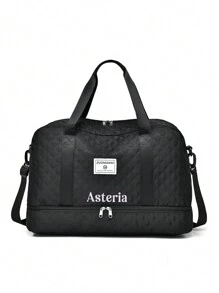 Custom Embroidered Large Capacity Women Travel Tote Bag, Multifunctional Waterproof Gym Sports Bag With Dry Wet Separation, Fashionable Diamond Pattern Lightweight Travel Bag - Multicolor - View 7