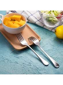 Bộ 4/10 chiếc nĩa thép không gỉ màu bạc, dài 8 inch (khoảng 20,5 cm), đánh bóng gương, có thể rửa bằng máy rửa chén, hoàn hảo cho nhà bếp gia đình hoặc nhà hàng, nhà bếp, quà tặng Giáng sinh - Bạc - Xem 4