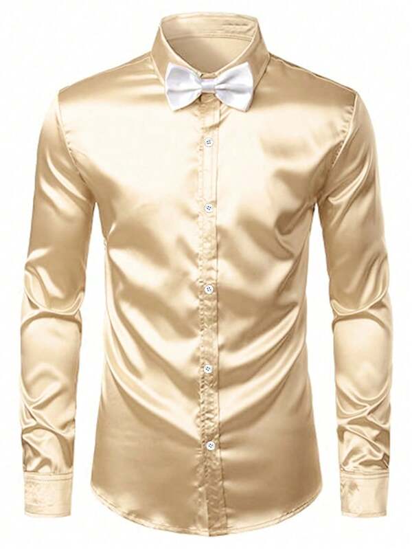 Camicia elegante a maniche lunghe di colore unito da uomo, adatta per lavoro e viaggi, per la primavera e l'autunno