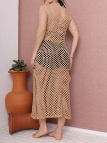 Beach Dress, Women's Dress - 卡其色 - 查看 2