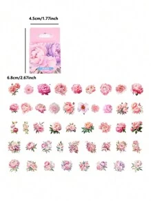 1 scatola 45 pezzi Adesivi decorativi romantici rosa per piante e fiori per scrapbooking
