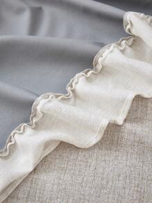 1 pieza Cortina opaca de lino de un solo color con volantes en el dobladillo y ojales - Beis - Ver 7