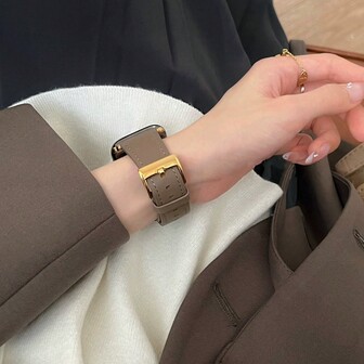 1 Pc Leather Loop Compatible With Apple Watch Band For Women Gold Black Silver Sport 38MM 40MM 41MM 42MM 44MM 45MM 46MM 49MM , Strap Compatible With Apple Watch Watchband Series Ultra 10/9/8/7/6/5/4/3/2/1 SE