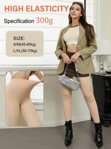 1 pezzo 300g Leggings termici elasticizzati resistenti per donne taglie forti, leggings termici foderati di colore unito, alla moda e versatili, adatti per uso esterno da 5 a 15°C