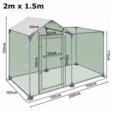 Froadp Outdoor Metal Rabbit Run With Sun Protection - Roof Door And Lock Stable Small Animal Run For Chickens, Ducks And Small Animals - 銀色 - 查看 3