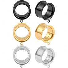 3 pares de túneles DIY, enchufes y dilatadores para joyas de perforación de orejas, accesorios de dilatadores colgantes de acero inoxidable para mujer