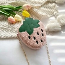 1Pc New Style Mini Casual Versatile Strawberry Pattern Zipper Closed Boy And Girl Crossbody Bag, Suitable For Kindergarten, Elementary School And Junior High School Students, Suitable For Daily School, Outdoor Sports, Birthdays, Holidays, Back To School, Summer, Vacation, Beach, Travel, Students, Picnics