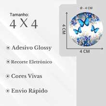 50 4cm Butterfly Label Stickers - 寶藍色 - 查看 2