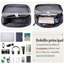 Laptop Backpack 15.6 Inch Waterproof Travel Backpack Large Capacity Rucksack For Women Men Work Travel Black Blue - 黑色 - 查看 3