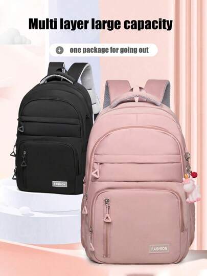 Klasyczny, jednokolorowy plecak z zamkiem błyskawicznym i przegrodą na laptopa, wielofunkcyjny plecak sportowy, szkolny, podróżny, odpowiedni dla absolwentów, chłopców, dziewcząt, uczniów szkół średnich i gimnazjów, regulowany pasek na ramię i pojemne kieszenie, lekki i przenośny plecak z podwójnym zamkiem błyskawicznym