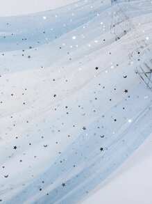 1pc Ombre Starry Sky Tulle Fabric For DIY Princess Dress, Sequin Star & Moon Mesh Decor - Multicolor - View 10