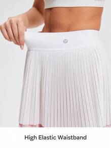 AFZ Womens Pleated Tennis Skirt Tiered Pleats High Waisted Flowy Golf Skorts Pocket With Shorts Inside - 粉紅白色 - 查看 3