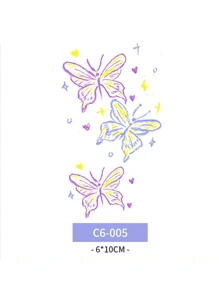 10 pièces Autocollants de faux tatouages de papillon colorés, imperméables et longue durée, conception simple pour filles