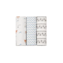 Kit 3 Units Baby Blanket Printed And Flannel For Baby 1.0 M X 80 Cm 100% Cotton Papi Baby - Màu xanh lam - Xem 2