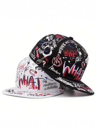 1 pieza Gorra de hip-hop con graffiti para hombres, adecuada para actividades al aire libre