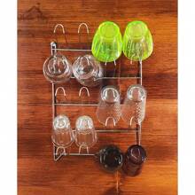 Wall-Mounted Cup Holder Drainer 20 Places Chrome Steel