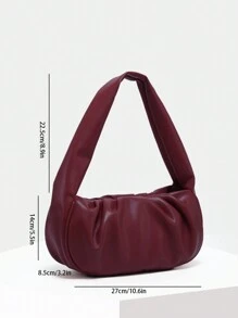 1 pieza Bolso vintage de hombro suelto, tipo sobaco, apto para cita, calle y fiesta, en color rojo vino, bolso de inspiración retro para mujeres