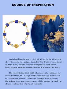 [VE] 1pc Exquisite High Quality Sterling Silver Natural Blue Agate Bracelet, Stringing Every Peace Of Tranquility And Profundity, Radiating Blue Brilliance To Showcase The Wearers' Elegant Elegant. It Is Not Only A Scenery On The Wrist, But Also A Sanctuary For The Mind, Implying Wisdom Enlightenment And Serenity, Filling Each Day With Inspiration And Strength. Natural Gemstone Color Varies. - Multicolor - View 6