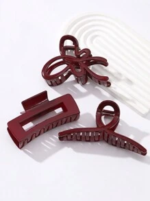 3pcs Silver Metal-Look Plastic Large Hair Claws, Luxury Hair Clips,Hair Accessories,Claw Clips,Hair Jaw Clip,Hair Clutch - View 3