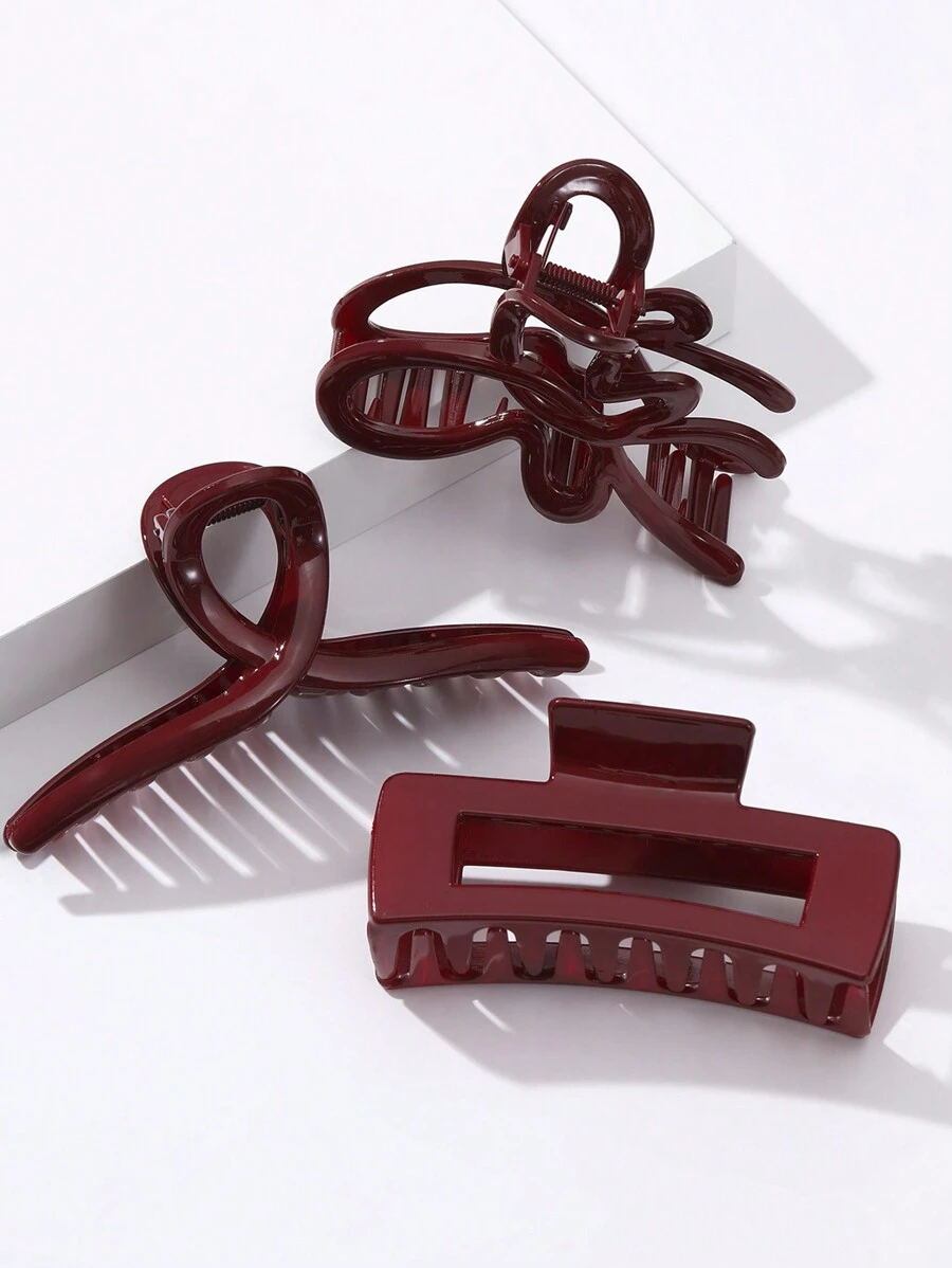 3pcs Silver Metal-Look Plastic Large Hair Claws, Luxury Hair Clips,Hair Accessories,Claw Clips,Hair Jaw Clip,Hair Clutch - View 1