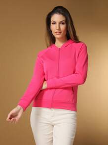 Jacket, Neoprene Blouse With Zipper, Gym, Stroll, Etc. - 玫紅色 - 查看 1