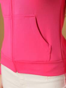 Jacket, Neoprene Blouse With Zipper, Gym, Stroll, Etc. - 玫紅色 - 查看 4