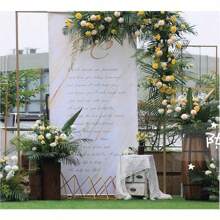 Rectangle Wedding Arch Stand 2x2M Iron Rectangle Backdrop Stand Metal Garden Arch Arbour Climbing Plants Roses For Wedding Ceremony Party Decoration Gold