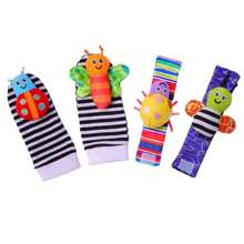 4 包可爱腕带袜 - 卡通手摇铃和毛绒玩具套装！圣诞节万圣节感恩节礼物 - 混色 - 查看 1
