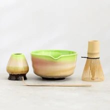 Juego de té matcha de 4 piezas - Tazón de matcha, batidor de matcha, cuchara de matcha, agitador de matcha - Juego completo para la ceremonia del té matcha - Multicolor - Ver 8