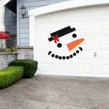 Christmas Snowman Door Decoration DIY Snowman Face Decoration Cartoon Removable Christmas Garage Door Decoration For Xmas Party Wall Outdoor Garage Decor - Multicolor - View 9